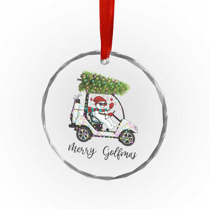 Funny Christmas Golf Crystal Glass Ornament Snowman Driving Golf Cart Merry Golfmas TS12 Print Your Wear