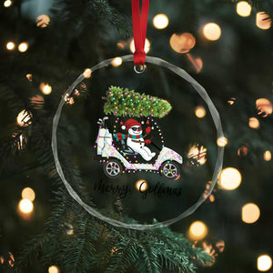 Funny Christmas Golf Crystal Glass Ornament Snowman Driving Golf Cart Merry Golfmas TS12 Print Your Wear