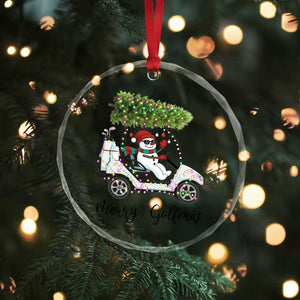 Funny Christmas Golf Crystal Glass Ornament Snowman Driving Golf Cart Merry Golfmas TS12 Print Your Wear