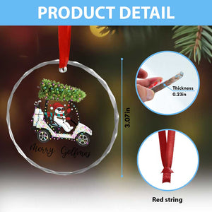 Funny Christmas Golf Crystal Glass Ornament Snowman Driving Golf Cart Merry Golfmas TS12 Print Your Wear