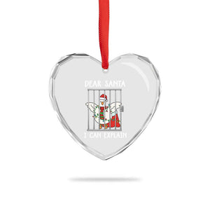 Funny Christmas Goose Heart Crystal Glass Ornament Dear Santa I Can Explain Xmas Meme TS10 Print Your Wear