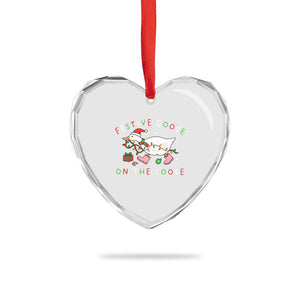 Funny Christmas Goose Heart Crystal Glass Ornament Festive Goose On The Loose Xmas Duck Meme TS10 Print Your Wear
