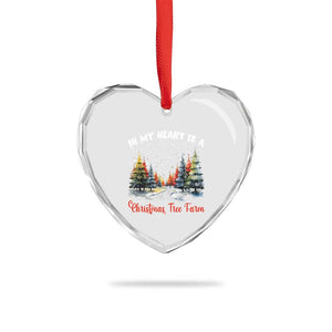 Funny Christmas Heart Crystal Glass Ornament In My Heart Is A Xmas Tree Farm Retro Vintage Clothing TS02 Print Your Wear