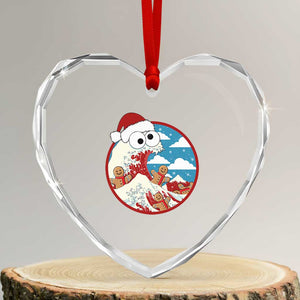 Funny Christmas Heart Crystal Glass Ornament Santa Tsunami Is Eating Ginger Bread Xmas TS11 Transparent Glass 3'' Heart Print Your Wear