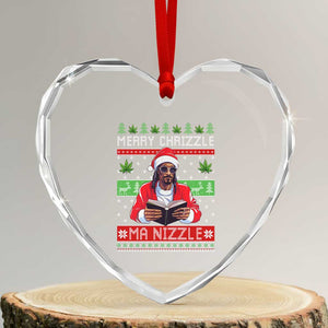 Funny Christmas Hip Hop Rap Gang Heart Crystal Glass Ornament Merry Chrizzle Ma Nizzle Xmas Weed TS11 Transparent Glass 3'' Heart Print Your Wear