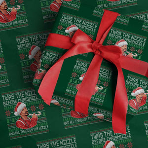Funny Christmas Hip Hop Rap Gang Wrapping Paper Roll Twas The Nizzle Before Chrismizzle And All Through The Hizzle TS11 Green Print Your Wear