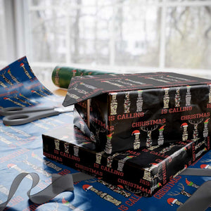 Funny Christmas Hunting Wrapping Paper Roll Christmas Is Calling Camouflage Hunting Whistle TS11 Black Print Your Wear