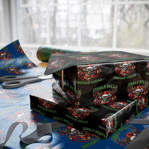Funny Christmas Hunting Wrapping Paper Roll Jingle Bells Shotgun Shells Santa Deer TS11 Black Print Your Wear
