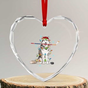 Funny Christmas Husky Ice Hockey Player Holiday Gift Heart Crystal Glass Ornament TS12 Transparent Glass 3'' Heart Print Your Wear