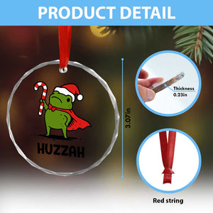 Funny Christmas Huzzah Frog Knight Meme Quote Crystal Glass Ornament TS11 Print Your Wear