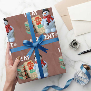 Funny Christmas I Eat Cement Wrapping Paper Roll Snowman Snow Cement Oddly Specific Dank Meme TS11 Mocha Print Your Wear