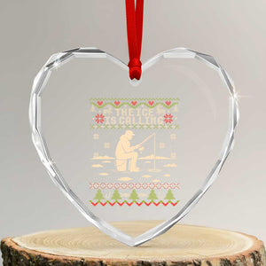 Funny Christmas Ice Fishing Heart Crystal Glass Ornament Merry Fishmas Fish Fishing Ugly Xmas TS10 Transparent Glass 3'' Heart Print Your Wear