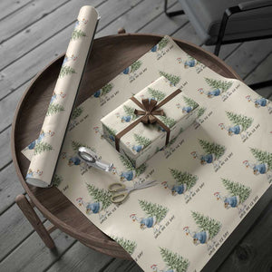 Funny Christmas Ice Skating Wrapping Paper Roll Have An Ice Day Goose Xmas Tree TS11 Beige Print Your Wear