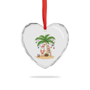 Funny Christmas In July Beach Heart Crystal Glass Ornament Mankini Santa Summer Swimsuit Summer Holiday Vacation Graphic TS10 Print Your Wear