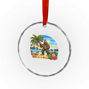 Funny Christmas In July Bigfoot Crystal Glass Ornament Tropical Vacation Graphic