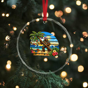 Funny Christmas In July Bigfoot Crystal Glass Ornament Tropical Vacation Graphic