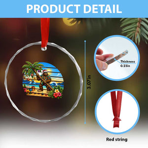 Funny Christmas In July Bigfoot Crystal Glass Ornament Tropical Vacation Graphic
