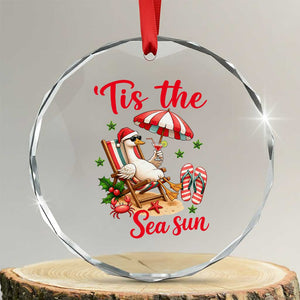 Funny Christmas In July Goose Crystal Glass Ornament Tropical Summer Beach Party