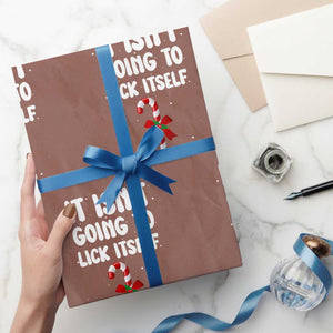 Funny Christmas It Isn't Going To Lick Itself Wrapping Paper Roll Xmas Adult Humor Couple Matching TS11 Mocha Print Your Wear