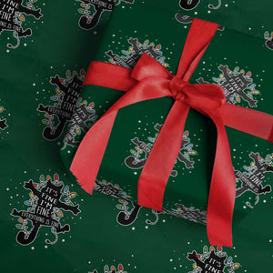 Funny Christmas It's Fine I'm Fine Everything Is Fine Wrapping Paper Roll Black Cat TS11 Green Print Your Wear