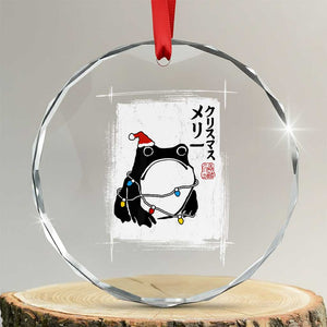 Funny Christmas Japanese Crystal Glass Ornament Santa Frog Ukiyoe Art TS11 Transparent Glass 3'' Circle Print Your Wear