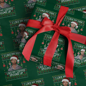 Funny Christmas Jeffrey Dahmer Wrapping Paper Roll I Like My Men Like My Coffee Ground Up Serial Killer TS11 Green Print Your Wear