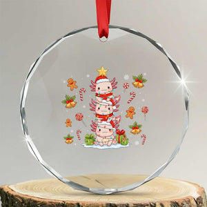 Funny Christmas Kawaii Axolotl Xmas Tree Crystal Glass Ornament TS11 Transparent Glass 3'' Circle Print Your Wear