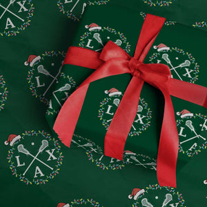 Funny Christmas Lacrosse Lax Stick Santa Hat Wrapping Paper Roll TS11 Green Print Your Wear