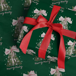 Funny Christmas Mahjong Wrapping Paper Roll Merry Mahj Xmas Tree Gambling Chinese Game TS11 Green Print Your Wear