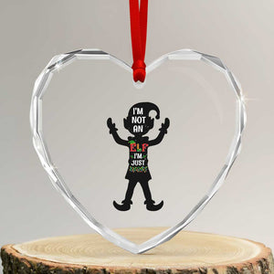 Funny Christmas Matching Family Heart Crystal Glass Ornament I Am Not An Elf Im Just Short TS14 Transparent Glass 3'' Heart Print Your Wear