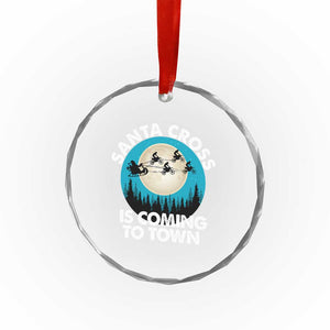 Funny Christmas Motocross Crystal Glass Ornament Santa Cross Is Coming To Town Sport TS11 Print Your Wear