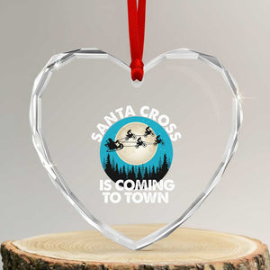 Funny Christmas Motocross Heart Crystal Glass Ornament Santa Cross Is Coming To Town Sport TS11 Transparent Glass 3'' Heart Print Your Wear