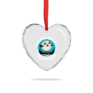 Funny Christmas Motocross Heart Crystal Glass Ornament Santa Cross Is Coming To Town Sport TS11 Print Your Wear
