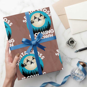 Funny Christmas Motocross Wrapping Paper Roll Santa Cross Is Coming To Town Sport TS11 Mocha Print Your Wear