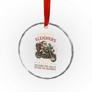 Funny Christmas Motorcycle Biker Crystal Glass Ornament Santas Sleighers Motorcycle Club Decking The Halls TS11 Print Your Wear