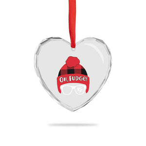 Funny Christmas Movie Heart Crystal Glass Ornament Oh Fudge Buffalo Plaid Printed Graphic Beanie Cap TS11 Print Your Wear