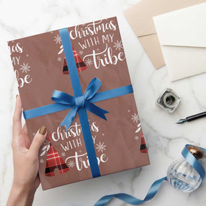 Funny Christmas Native American Wrapping Paper Roll Christmas With My Tribes TS11 Mocha Print Your Wear