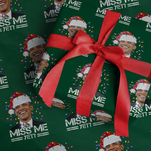 Funny Christmas Obama Wrapping Paper Roll Funny Santa Xmas Light TS10 Green Print Your Wear