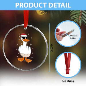 Funny Christmas Offensive Rude Duck Crystal Glass Ornament I Dont Give A Duck Middle Finger Xmas TS11 Print Your Wear