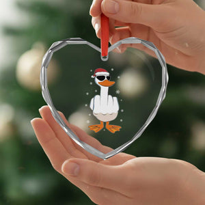 Funny Christmas Offensive Rude Duck Heart Crystal Glass Ornament I Dont Give A Duck Middle Finger Xmas TS11 Print Your Wear