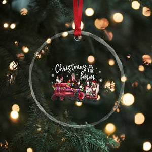 Funny Christmas On The Farm Crystal Glass Ornament Vintage Red Tractor Livestock TS11 Print Your Wear