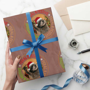 Funny Christmas Pedro The Racoon Wrapping Paper Roll Feral And Festive Xmas Santa Trash Panda TS11 Mocha Print Your Wear