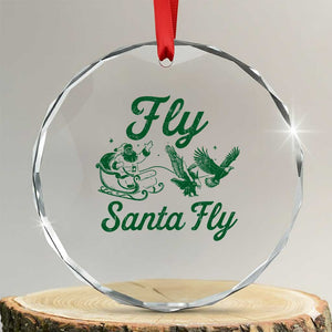 Funny Christmas Philadelphia Fan Crystal Glass Ornament Fly Santa Fly Eagles Philly Pride TS11 Transparent Glass 3'' Circle Print Your Wear