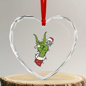 Funny Christmas Rock Heart Crystal Glass Ornament Rock Green Hand Style Xmas TS14 Transparent Glass 3'' Heart Print Your Wear