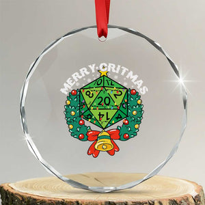 Funny Christmas RPG Crystal Glass Ornament Merry Critmas D20 RPG Gamer Dice Gaming Xmas TS11 Transparent Glass 3'' Circle Print Your Wear
