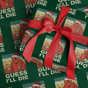Funny Christmas Rpg Gamer Wrapping Paper Roll Guess l Will Die Retro Dice Santa Hat TS11 Green Print Your Wear