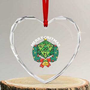 Funny Christmas RPG Heart Crystal Glass Ornament Merry Critmas D20 RPG Gamer Dice Gaming Xmas TS11 Transparent Glass 3'' Heart Print Your Wear