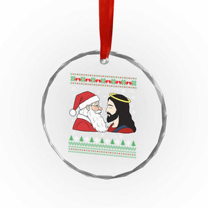 Funny Christmas Santa and Jesus Crystal Glass Ornament Most Wonderful Time Christian Holiday Gag Gift TS02 Print Your Wear