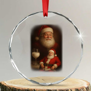 Funny Christmas Santa Drinking Milk Dank Meme Crystal Glass Ornament TS11 Transparent Glass 3'' Circle Print Your Wear