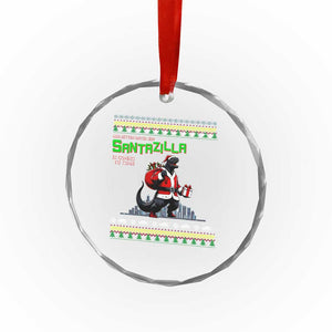 Funny Christmas Santa Godzilla Crystal Glass Ornament You Better Watch Out Santazilla Is Coming To Town TS11 Print Your Wear